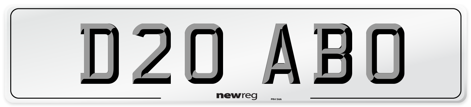 D20 ABO Number Plate from New Reg